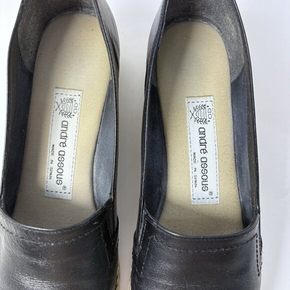 andré assous Made‎ in Spain Womens 9N Black Leather Slip-on Espadrille Shoe - Picture 6 of 12